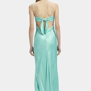 Elegant Aqua Satin Dress